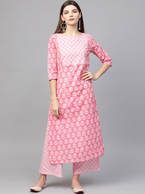 

Sringam Women Pink Printed Kurta with Palazzos