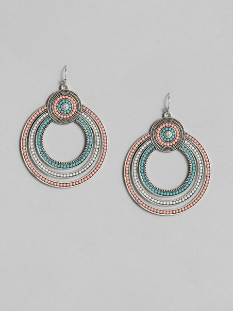

Anouk Silver-Plated Multicoloured Beaded Circular Drop Earrings, Multi