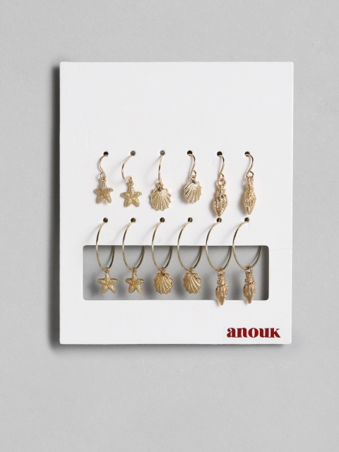 

Anouk Set Of 6 Gold-Plated Drop Earrings