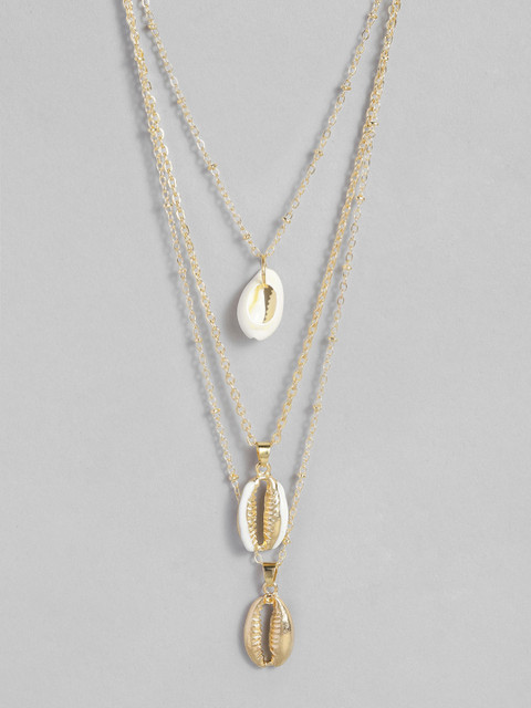 

DressBerry Gold-Toned Cowrie Shell Design Layered Necklace