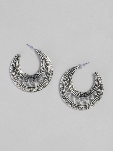 

Anouk Silver-Toned Circular Half Hoop Earrings
