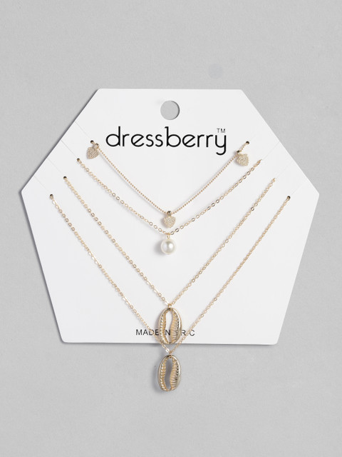 

DressBerry Gold-Toned Cowrie Shell Design Layered Necklace