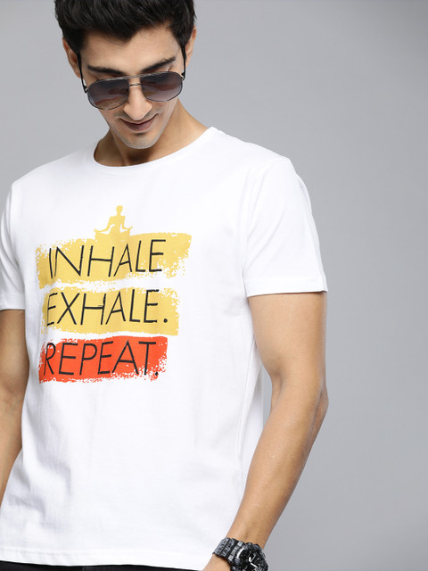 

HERE&NOW Men White Printed Round Neck T-shirt