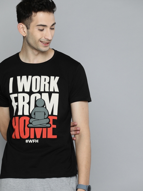 

HERE&NOW Men Black Printed Round Neck T-shirt