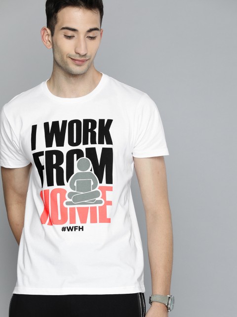 

HERE&NOW Men White Printed Round Neck T-shirt