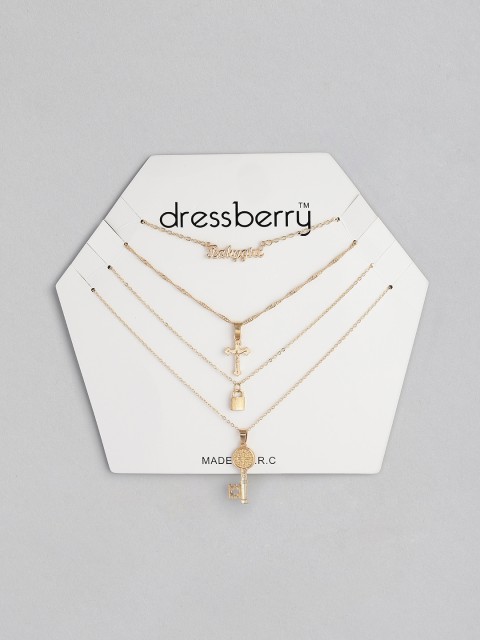 

DressBerry Gold-Plated Charm Layered Chain