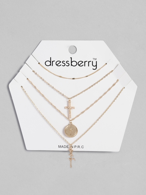 

DressBerry Gold-Plated Charm Layered Chain