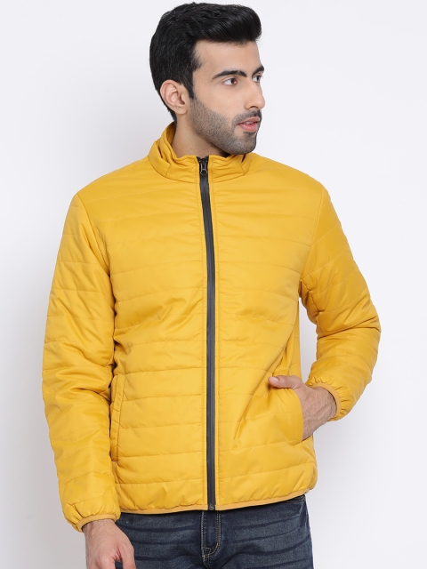 

Richlook Men Mustard Yellow Solid Insulator Padded Hooded Jacket