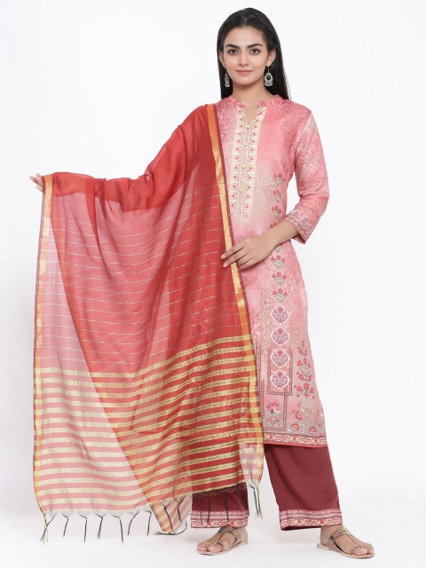 

RANGMAYEE Women Pink Printed Kurta with Palazzos & Dupatta