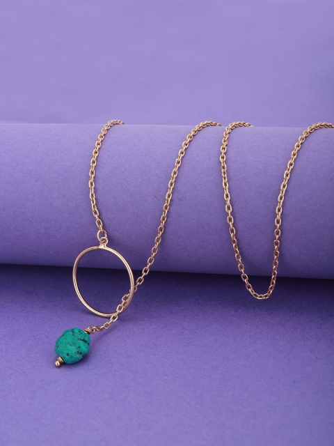 

Carlton London Turquoise Blue Gold-Plated Stone Studded Circular Necklace