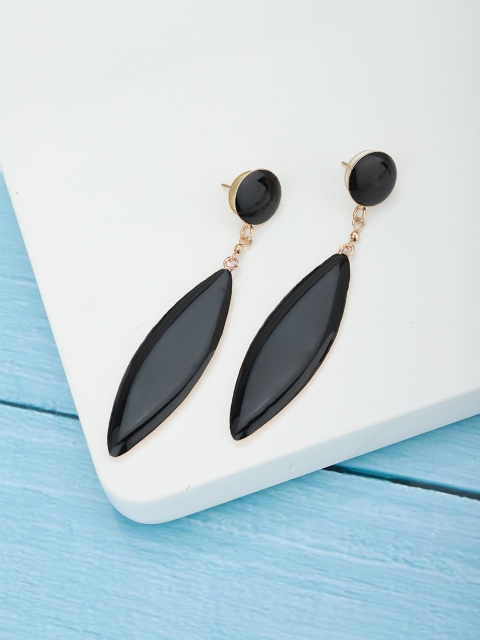 

Carlton London Black Gold-Plated Contemporary Drop Earrings