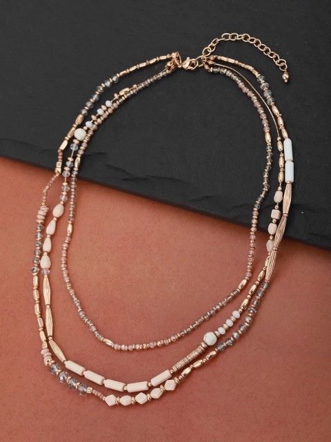 

Carlton London Beige & Gold-Toned Beaded Layered Necklace