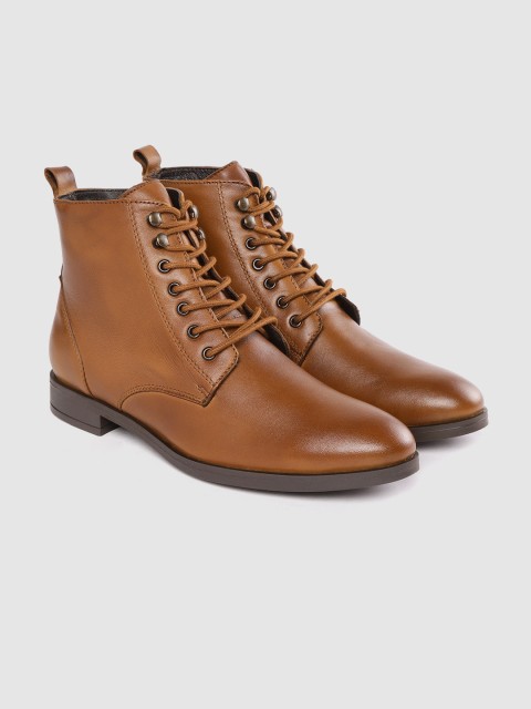 

CORSICA Women Tan Brown Leather Solid Mid-Top Flat Boots