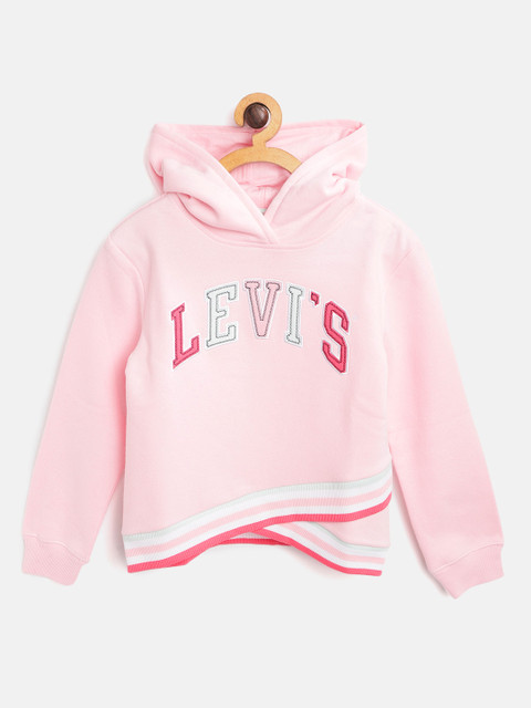 

Levis Girls Pink & Blue Printed Crossover Hooded Sweatshirt
