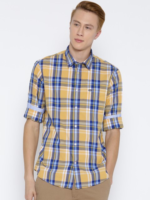 

Arrow Sport Mustard Yellow & Blue Checked Slim Casual Shirt