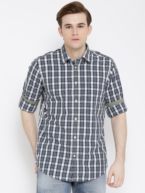 

Arrow Sport Navy & White Checked Slim Casual Shirt, Navy blue