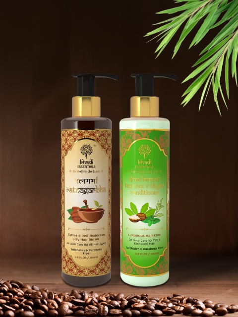 

KHADI ESSENTIALS Set of Ratnagarbha Hair Rinser & Tea Tree Conditioner 400 ml, Brown