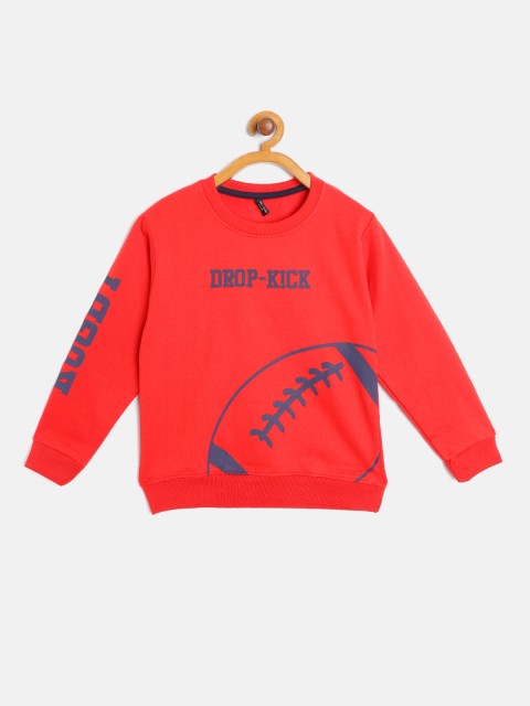 

GAME BEGINS Boys Red & Navy Cotton Rugby Print Sweatshirt