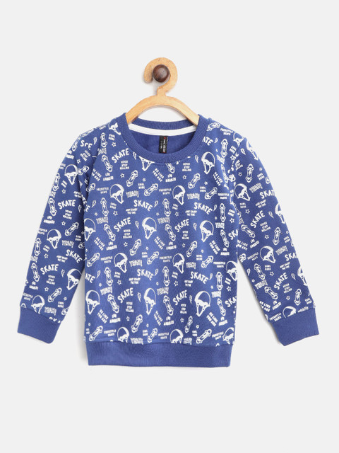

GAME BEGINS Boys Blue & White Skate & Typography Print Sweatshirt