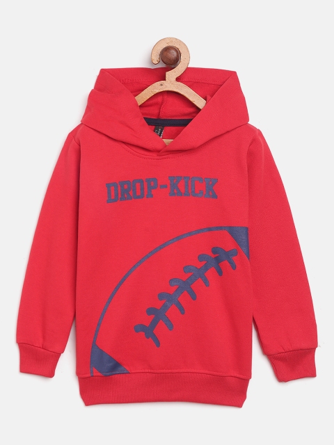 

GAME BEGINS Boys Red & Blue Printed Hooded Sweatshirt