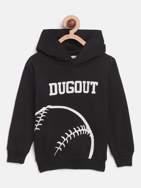 

GAME BEGINS Boys Black & White Printed Hooded Sweatshirt