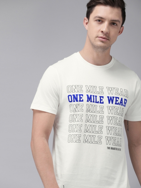 

Roadster Men White Printed Round Neck T-shirt