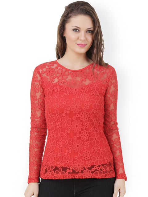 

Texco Red Lace Top