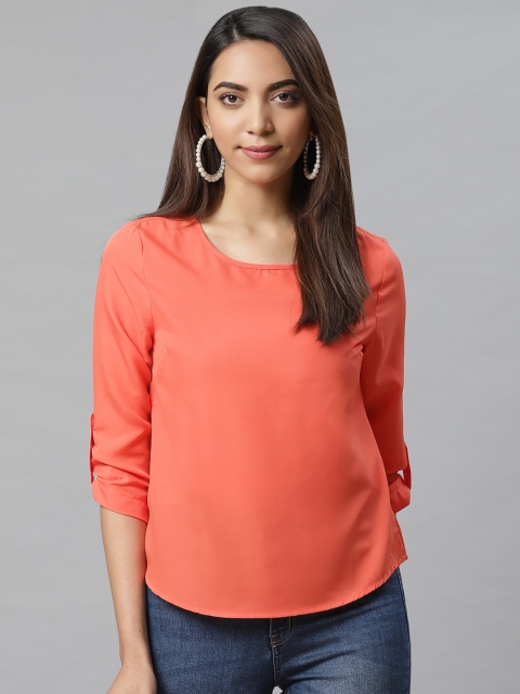 

Provogue Women Coral Orange Solid Top