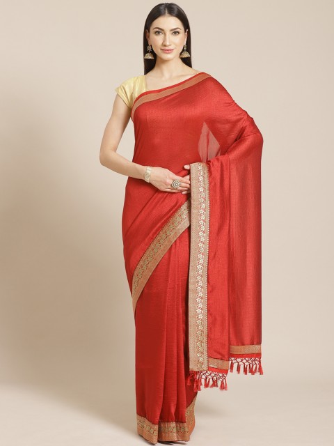 

Saree mall Red Solid Saree