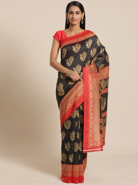 

KALINI Black & Beige Printed Saree