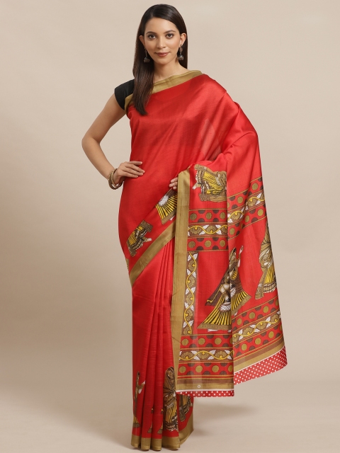 

KALINI Red Solid Saree