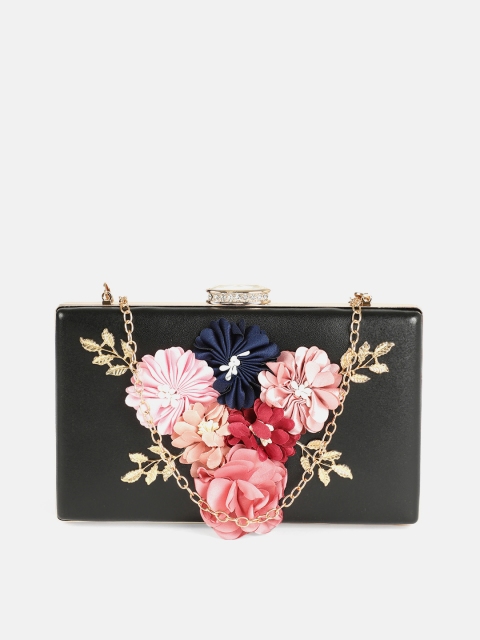 

DressBerry Black Embellished Box Clutch