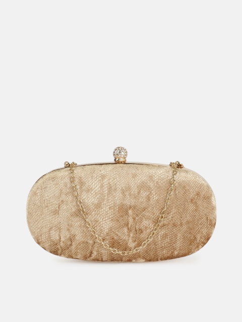 

DressBerry Beige Textured Box Clutch with Chain Strap