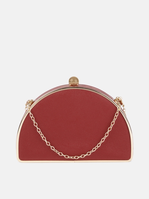 

DressBerry Women Burgundy Solid Box Clutch