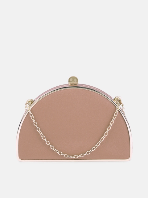 

DressBerry Pink Solid Half Moon Clutch