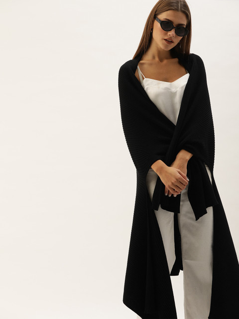 

MERAKI Women Black Solid Front-Open Longline Sweater