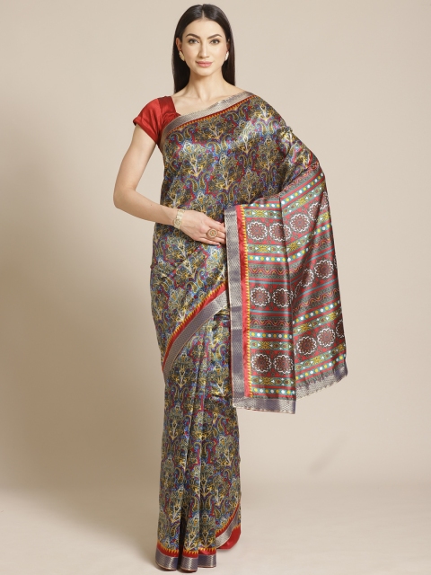 

Mitera Maroon & Blue Printed Saree