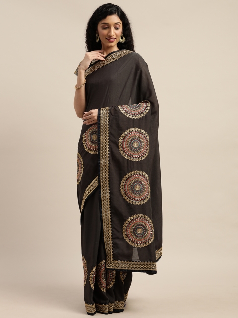 

Om Shantam Sarees Charcoal Embroidered Silk Blend Saree