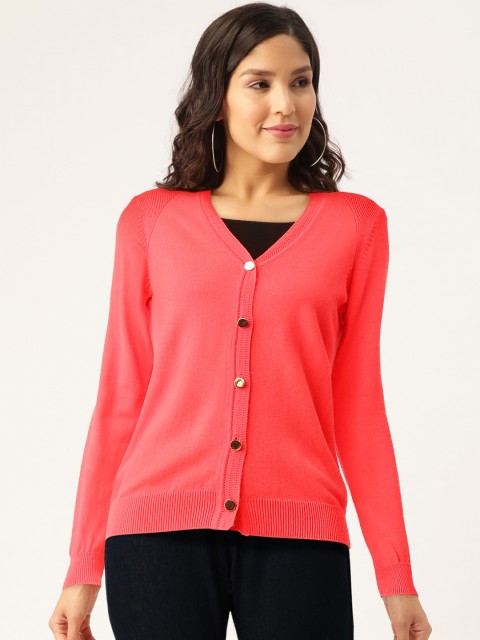

Madame Women Pink Solid Cardigan