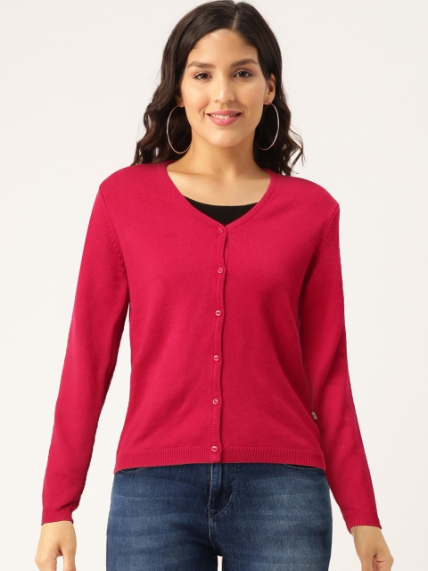 

Madame Women Pink Solid Cardigan Sweater
