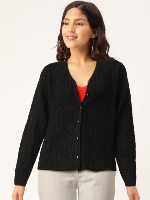 

Madame Women Black Cable Knit Cardigan