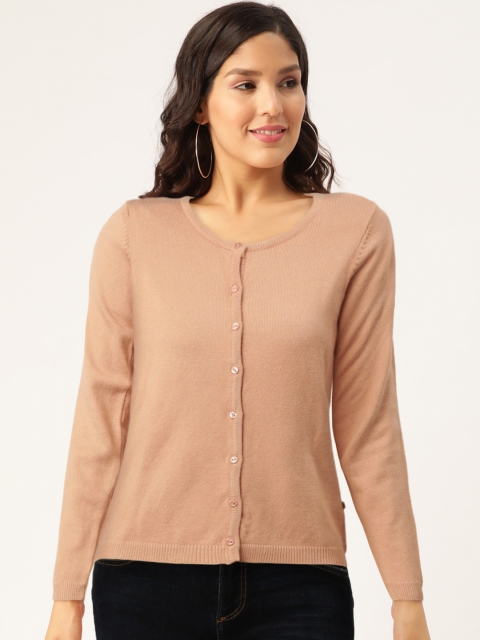 

Madame Women Beige Solid Cardigan Sweater