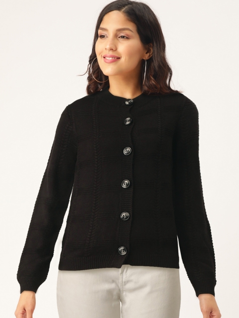 

Madame Women Black Self-Checked Cardigan Sweater