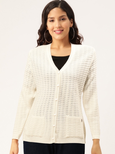 

Duke Women Off-White Open Knit Cardigan