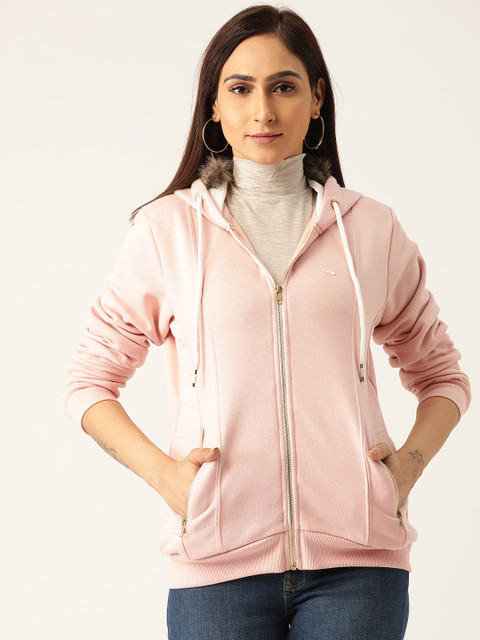 

Duke Women Pink Solid Hooded Sweatshirt