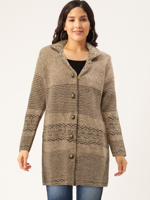 

Duke Women Beige & Black Striped Longline Cardigan