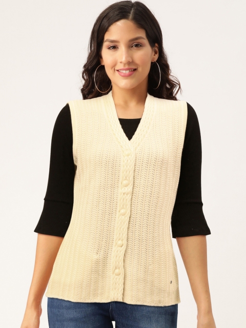 

Duke Women Cream-Coloured Open Knit Cardigan Sweater
