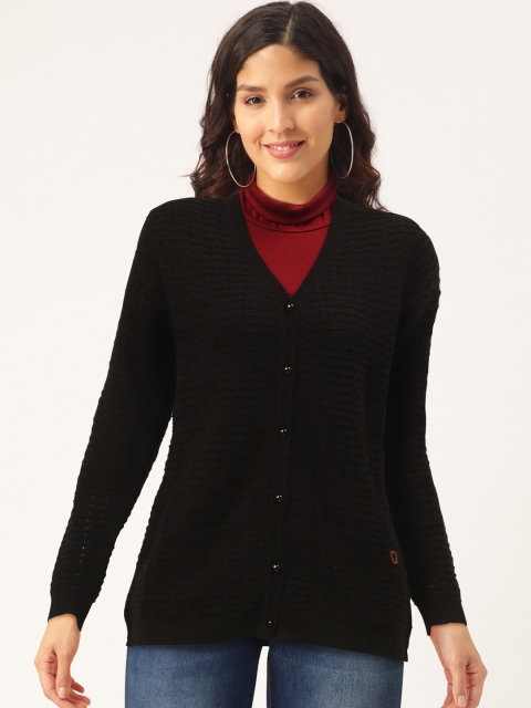 

Duke Women Black Self Design Cardigan Sweater