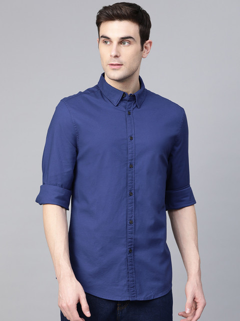 

Marks & Spencer Men Blue Knitted Slim Fit Solid Casual Shirt