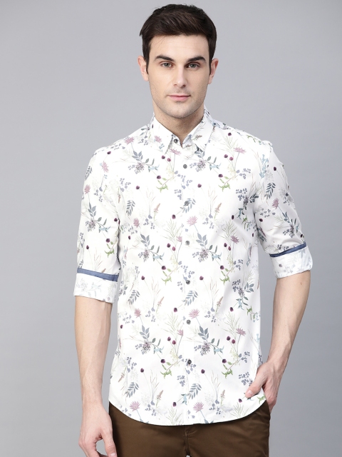 

Marks & Spencer Men White & Green Slim Fit Floral Print Casual Shirt